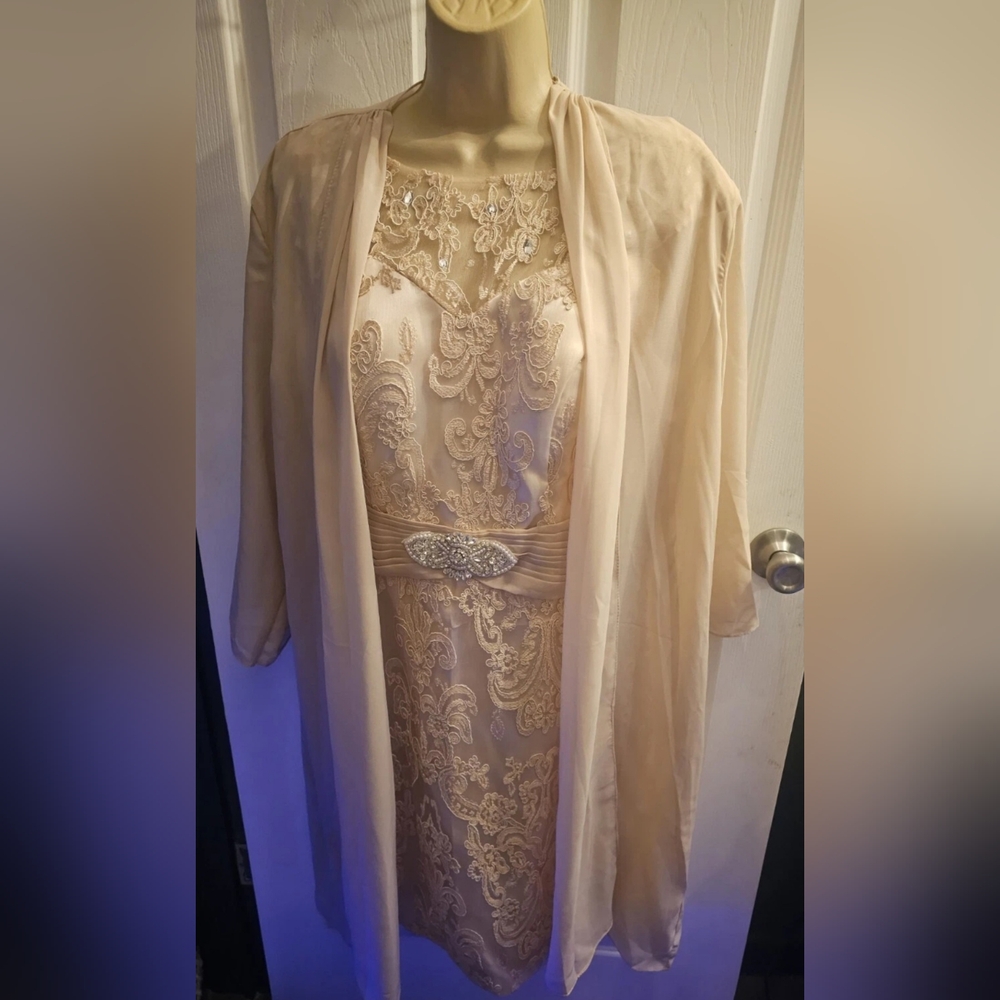 Gallery Blush Sequin Embellished Gown with Bishop Sleeves